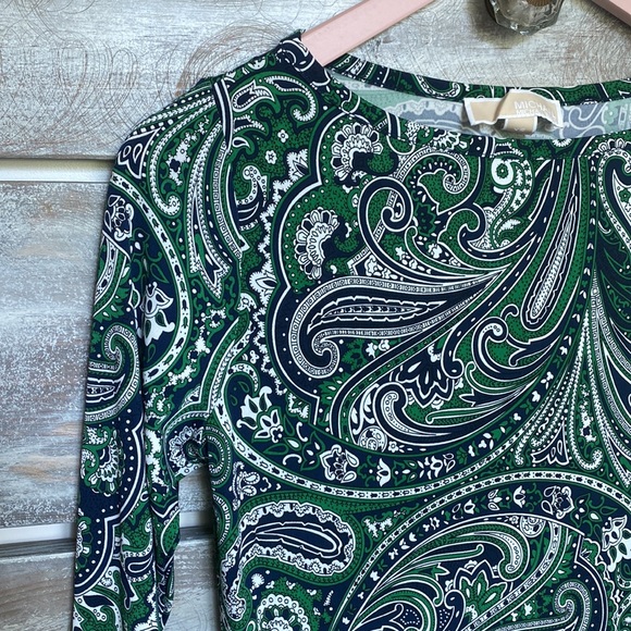 Michael Kors Navy and Kelly Green Long Sleeve Dress - Picture 3 of 7